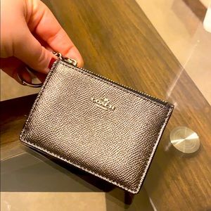 Coach silver tone mini cardholder